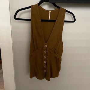 Free People Brown Low Cut Tank